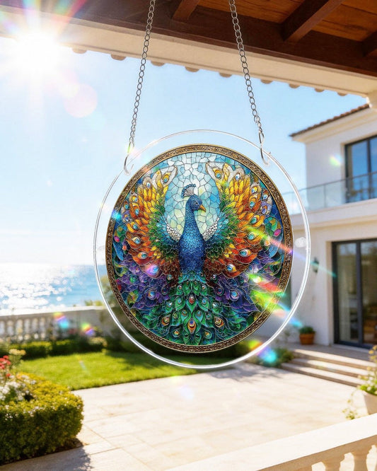 Acrylic Jigsaw Puzzle Suncatcher - Peacock of Radiance
