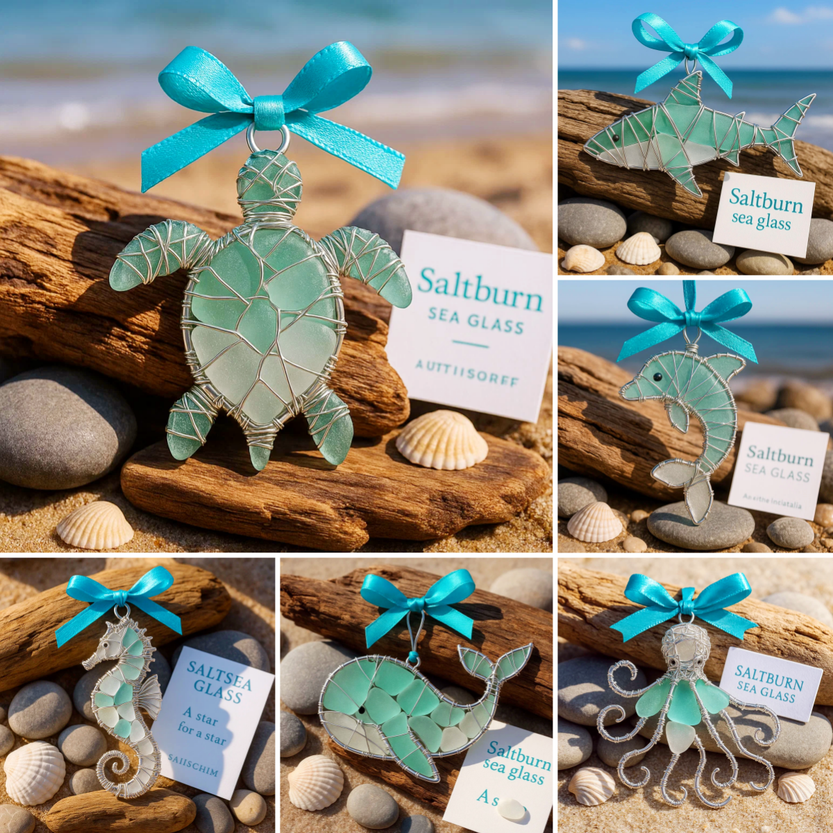 🌊 Handmade Sea Glass Ocean Ornament