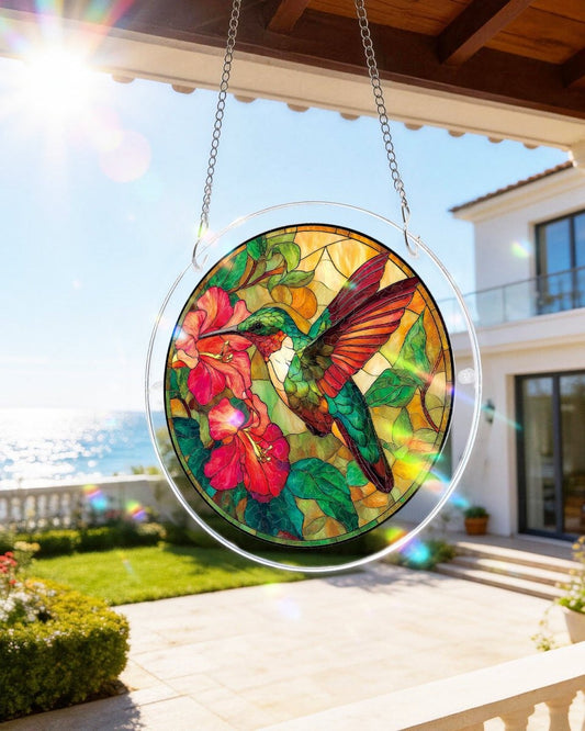 Acrylic Jigsaw Puzzle Suncatcher - Emerald Flame Hummingbird