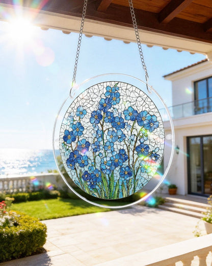 Acrylic Jigsaw Puzzle Suncatcher - Azure Bloom Whisper